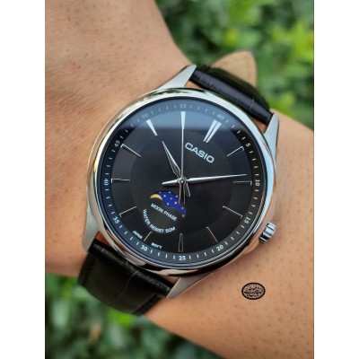 فروش ساعت مردانه بند چرمی کاسیو ماه نما اورجینال در گالری واچ کالکشن original CASIO japan