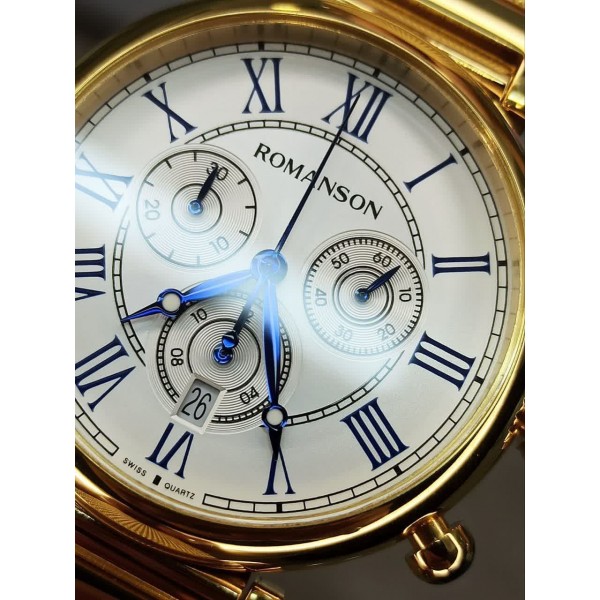 خرید ساعت مردانه بند فلزی طلایی رومانسون سوئیسی اورجینال در فروشگاه واچ کالکشن original #ROMANSON swiss